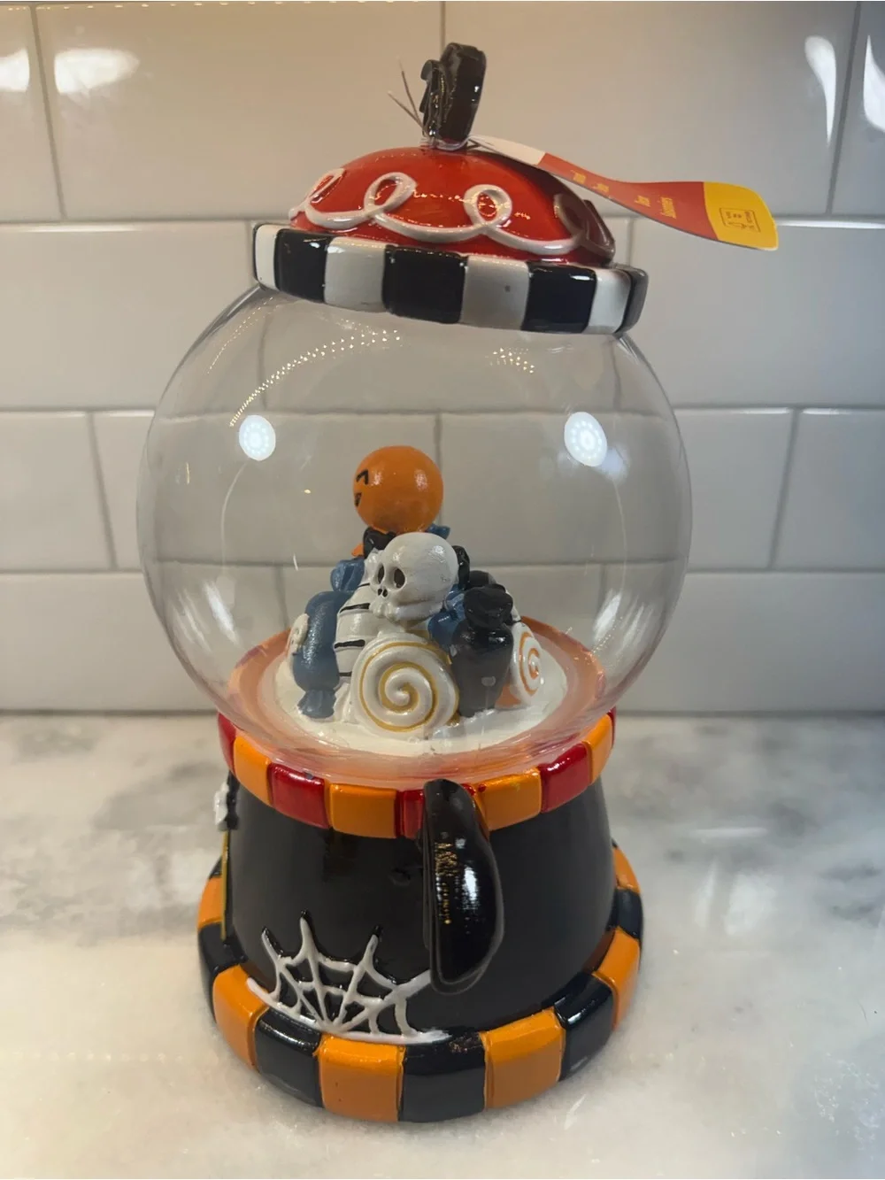 🧡🖤NWT Candy Corn Lane Faux Halloween Themed Gumball Machine Table Top Decor
